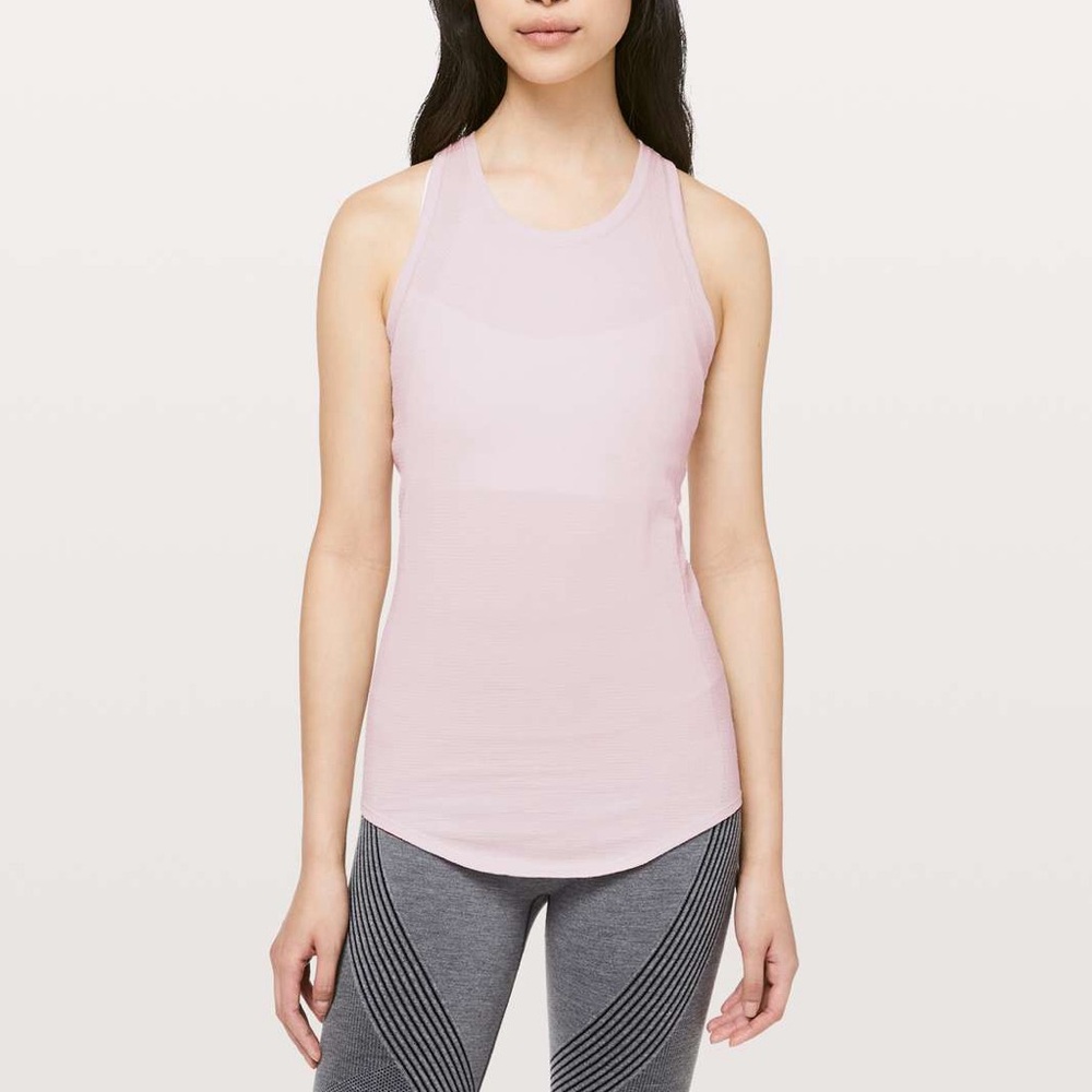 LULULEMON Aerial Silk Tank - W1BN2S - Pink Bliss / White - Sz 4